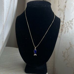 🩷-Gold and Blue mini fish Pendant Necklace